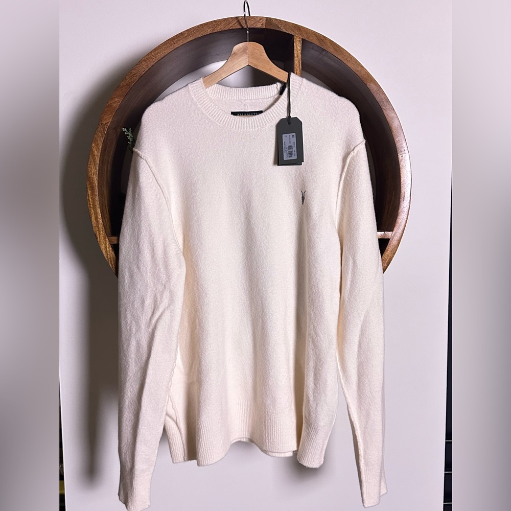 AllSaints cream colored soft crewneck sweater